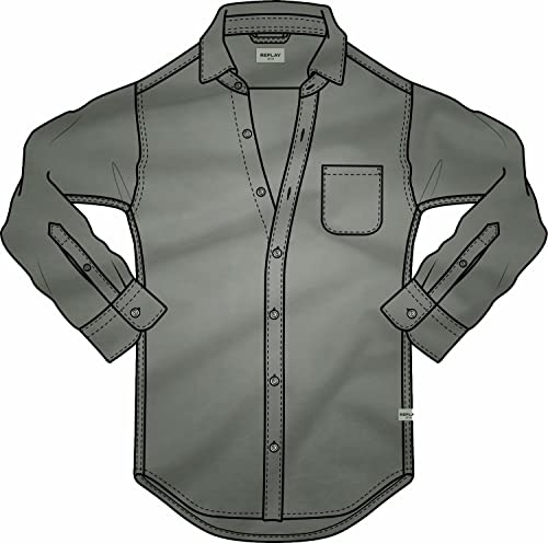 Replay Koszula męska, 103 Zielony Khaki, M