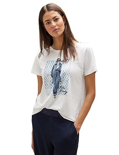 Street One Damska koszulka z krótkim rękawem z nadrukiem, Off White, 38