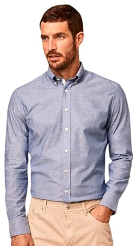 Hackett London Męska koszula Chambray Selvedge Button Down Shirt, 3XL