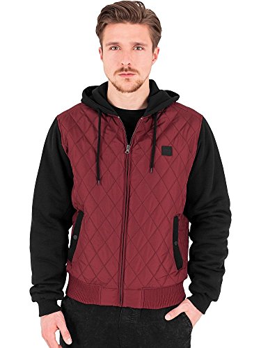 Urban Classics Męska bluza z kapturem z kapturem Diamond Quilt Jacket, Streetwear pikowana kurtka dla mężczyzn, burgund/czarny, S