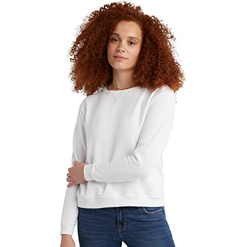 Hanes Damska bluza polarowa z wycięciem w serek, biały, XL