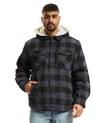 Brandit Męska kurtka Lumberjacket z kapturem, czarny/szary, 3XL