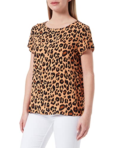 Vila Vipaya S/S Top/Su-Noos t-shirt damski, Butterum/Aop: leo, 38