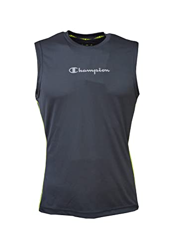 Champion Męski sportowy C-tech szybkoschnący Poly Mesh boczne rurki S/L tank top, czarny, M