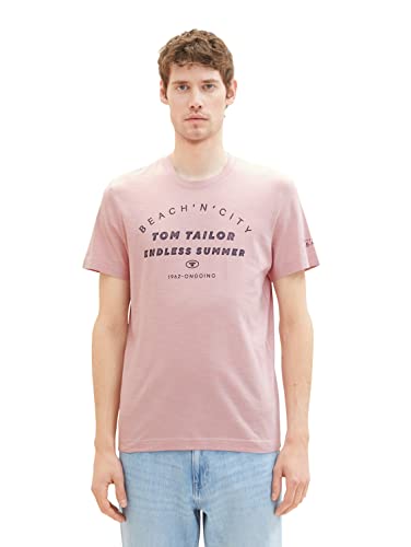 TOM TAILOR Męski t-shirt 1036418, 32035-różowy, melanżowy, L, 32035 - Pink Streaky Melange, L