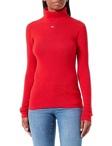 Tommy Jeans Damska bluza z golfem Tjw Essential, Głęboki karmazynowy, S