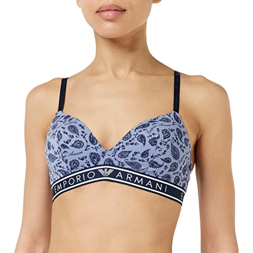 Emporio Armani Damski wyściełany trójkątny biustonosz, Sky Blu Nadruk Paisley, L
