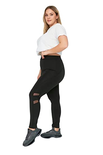 Trendyol Damskie legginsy sportowe Plus Size z wysokim stanem Skinny Fit Slim Fit Plus Size, Czarny, XXL