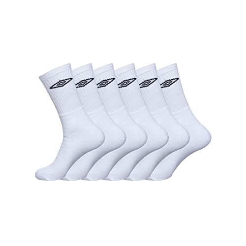 Umbro męskie skarpety sportowe odporne - zestaw 6 sztuk - wysokie skarpety męskie, Tenis, wygodne, biały, 43/46 EU