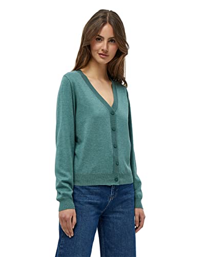 Minus Damski kardigan Milla z dekoltem w serek 3 V, morska mgiełka melange, M