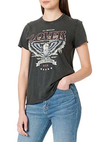 ONLY Petite Women's ONLLUCY REG S/S TOP JRS NOOS PTT T-shirt, czarny/nadruk: Lover, S, czarny/nadruk: na całej powierzchni, S Maly