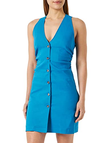 PINKO Niezawodna sukienka lniana ze stretchu, F71_niebieski dirtorium, 38