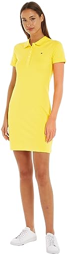 Tommy Hilfiger Damska sukienka polo 1985 Slim Pique SS, żywy żółty, S, Żywy żółty, S