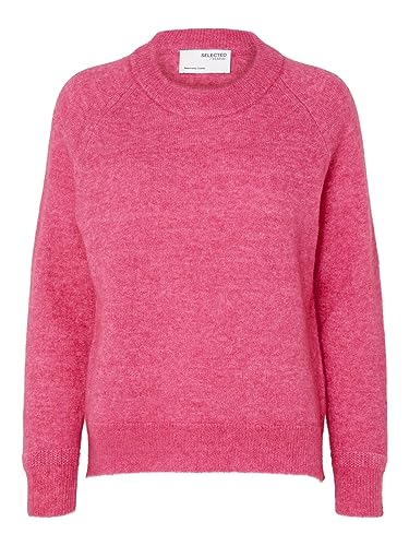 SELECTED FEMME Damski sweter z mieszanki wełny alpaki, fuksja, purpurowy, L