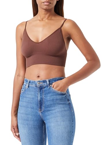 ONLY Damski top Onlvicky Rib bezszwowy dekolt w serek Noos Bustier, Kawa cykorii, XS-S