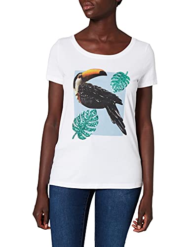 ONLY Onlkita Summer Seq JRS t-shirt damski, White/Szczegóły: tucan Leaf, S