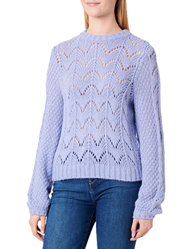 Vila Damski sweter z dzianiny Visultan Knit O-Neck L/S TOP-NOOS, Pale Iris/Szczegóły: melanż, S, Pale Iris/Szczegóły: melanż, S