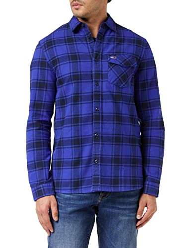 Tommy Jeans Męska koszula flanelowa TJM, Niebieska kratka, XS