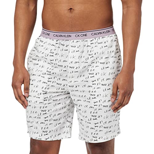 Calvin Klein Spodnie męskie, Nadruk z logo marker, biały, S