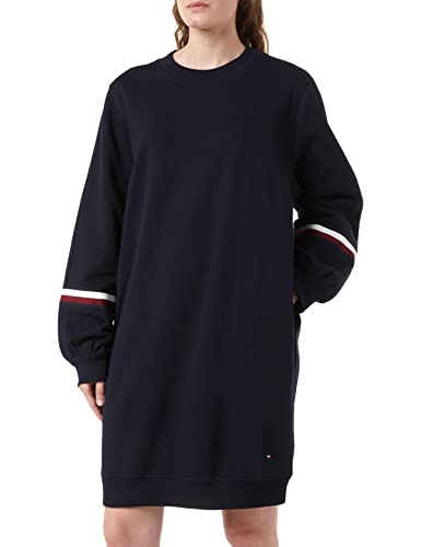 Tommy Hilfiger Damska sukienka z kapturem RLX GLB STR 1/2 z zamkiem błyskawicznym do kolan DRS LS z kapturem, pustynne niebo, M