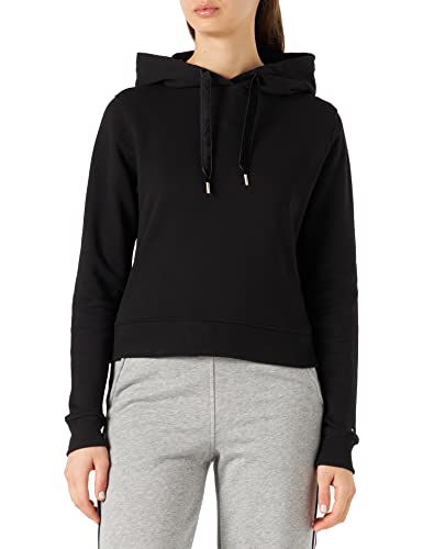 Tommy Hilfiger Damski sweter z kapturem REG z krótkim aksamitem, czarny, XL