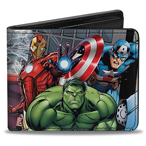 Buckle-Down Męski portfel Marvel Avengers Marvel Avengers Superhero Action Pos Bi Fold, wielokolorowy, jeden rozmiar UK, wielobarwny, rozmiar uniwersalny