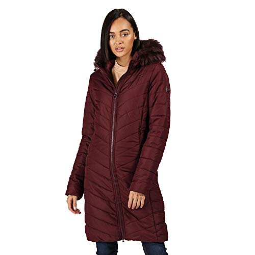 Regatta Damska kurtka Fritha Insulated Lined Baffle Quilted Hooded Jacket, Dark Burgundy, XXS