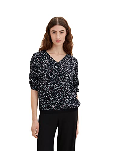 TOM TAILOR Damski bluzka z dekoltem w serek 1034468, 30928 - Black Dot Design, 34