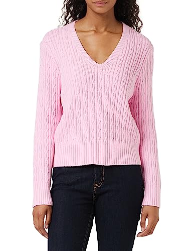 Tommy Hilfiger Damski sweter z dekoltem V-NK, kultowy różowy, L