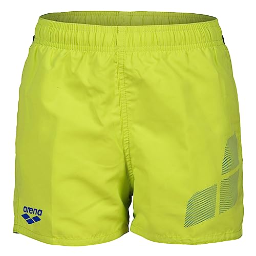 Arena Boys' Beach Short Logo R Swim Trunks Unisex - dla dzieci i chłopców, Soft Green-neon Niebieski, 6-7 anni