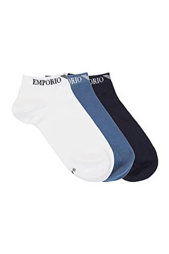 Emporio Armani Męskie skarpety do sneakersów, 3 pary, biały/denim/granatowy, Large-X-Large