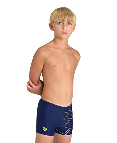 ARENA Boy's Mark Swim Short Trunks, Navy-Soft Green, 6-7, Navy-soft Green