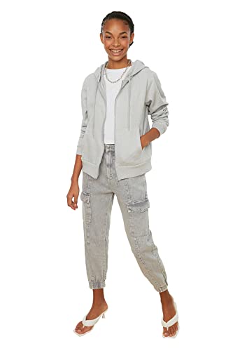 Trendyol Damska bluza z kapturem z zamkiem błyskawicznym, rozmiar XS