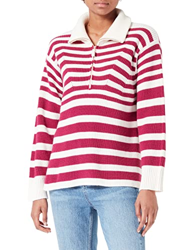United Colors of Benetton Damska koszulka polo M/L 122ne201m sweter, fuksja w paski 68 m, S, Wzór w paski fuksja 68 M, S