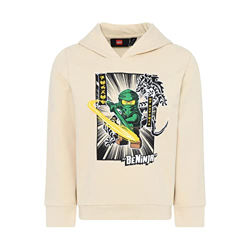 LEGO Chłopięca bluza z kapturem Ninjago Jungen LWStorm 304 bluza z kapturem, 136 ciemno zafoliowana biel, 122