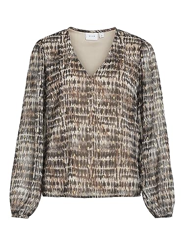 Vila VIFALIA BAT CBO L/S TOP/PB, Brązowy soczewka/Aop: batic, 40