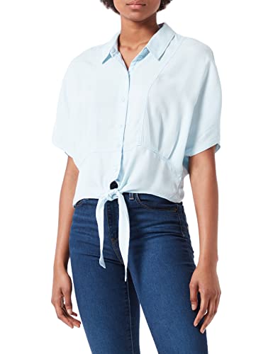 TOM TAILOR Denim Damski Bluzka z węzłem 1031339, 10111 - Clean Bleached Blue Denim, XS