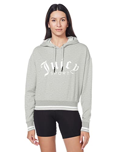Juicy Couture Damska bluza z kapturem z przyciętym logo, jasnoszary wrzos, L