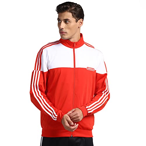 adidas Męska kurtka Firebird, czerwona/biała, XS