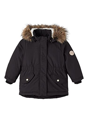 NAME IT Girl's NMFMACE Parka Jacket PB FO kurtka, czarna, 104, czarny, 104 cm
