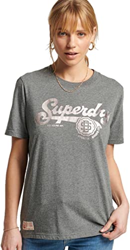 Superdry Damska koszulka vintage Script Style Coll, Rich Charcoal Marl, M