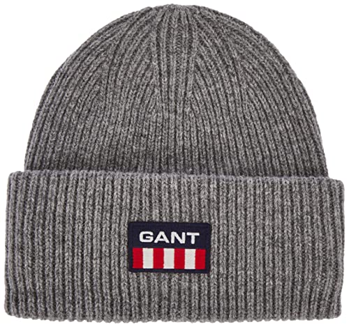 GANT Męska czapka beanie unisex retro logo, ciemny szary melanż, jeden rozmiar