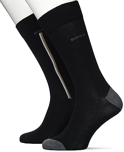 BOSS Męskie skarpety 2P RS Iconic CC Regular Socks, czarne, 43-46, czarny, 46 EU