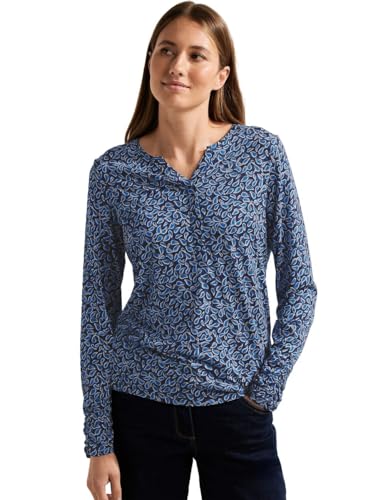 Cecil Damska koszulka z długim rękawem z nadrukiem, niebieski, XXL