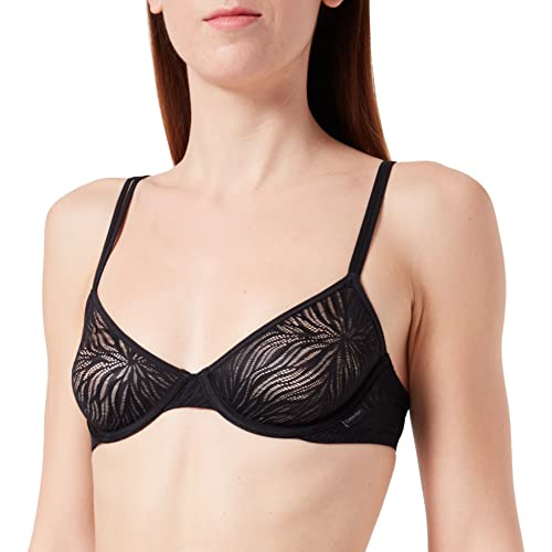 Calvin Klein Damski biustonosz bez podszewki, głęboki, Czarny, 70E