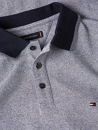 Tommy Hilfiger Męska koszulka polo z końcówką Slim S/S, biało-pustynne niebo mouline, S, Białe/pustynne niebo Mulina, S