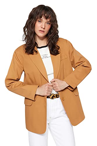 Trendyol Damska kurtka, brązowa, odzież wierzchnia oversize, Wielbłądzi, 36