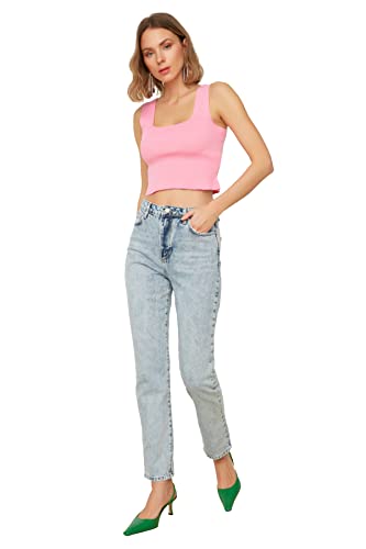 Trendyol Light Blue High Stan Bootcut Jeansy Damskie, Jasny niebieski, 42