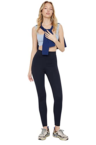 TRENDYOL Damskie legginsy z wysoką talią, granatowy, XXL