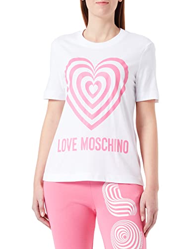 Love Moschino Damska koszulka o regularnym kroju z krótkim rękawem, Optical White, rozmiar 42, optical white, 42